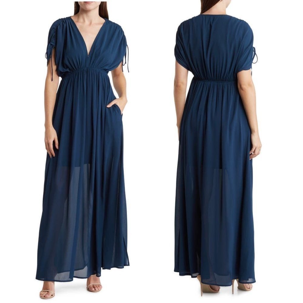 Nordstrom Wishlist Apparel Dark Teal Casual Summer Maxi Dress Size Small NEW